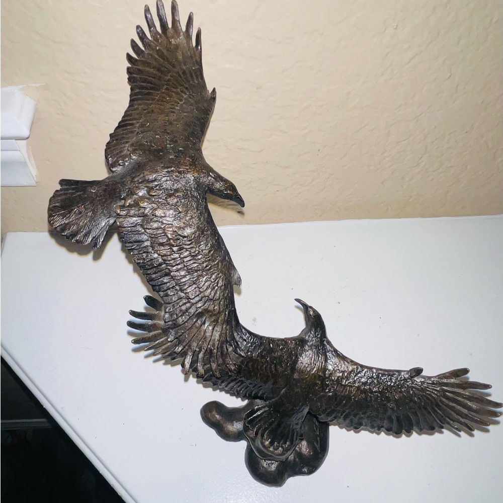 Guardians Of The Skies Solid Bronze Statue By Ronald Van Ruyekevelt 1990 Signed